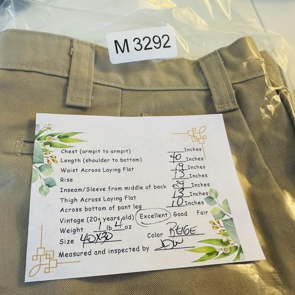 Dickies Pants Mens 40x29 Beige Khakis Polyester Cotton Zip Fly W541E5F - Picture 9 of 9